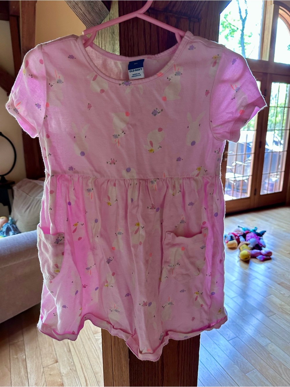 Old Navy Easter Print Girls Short Sleeve Dress with Pockets